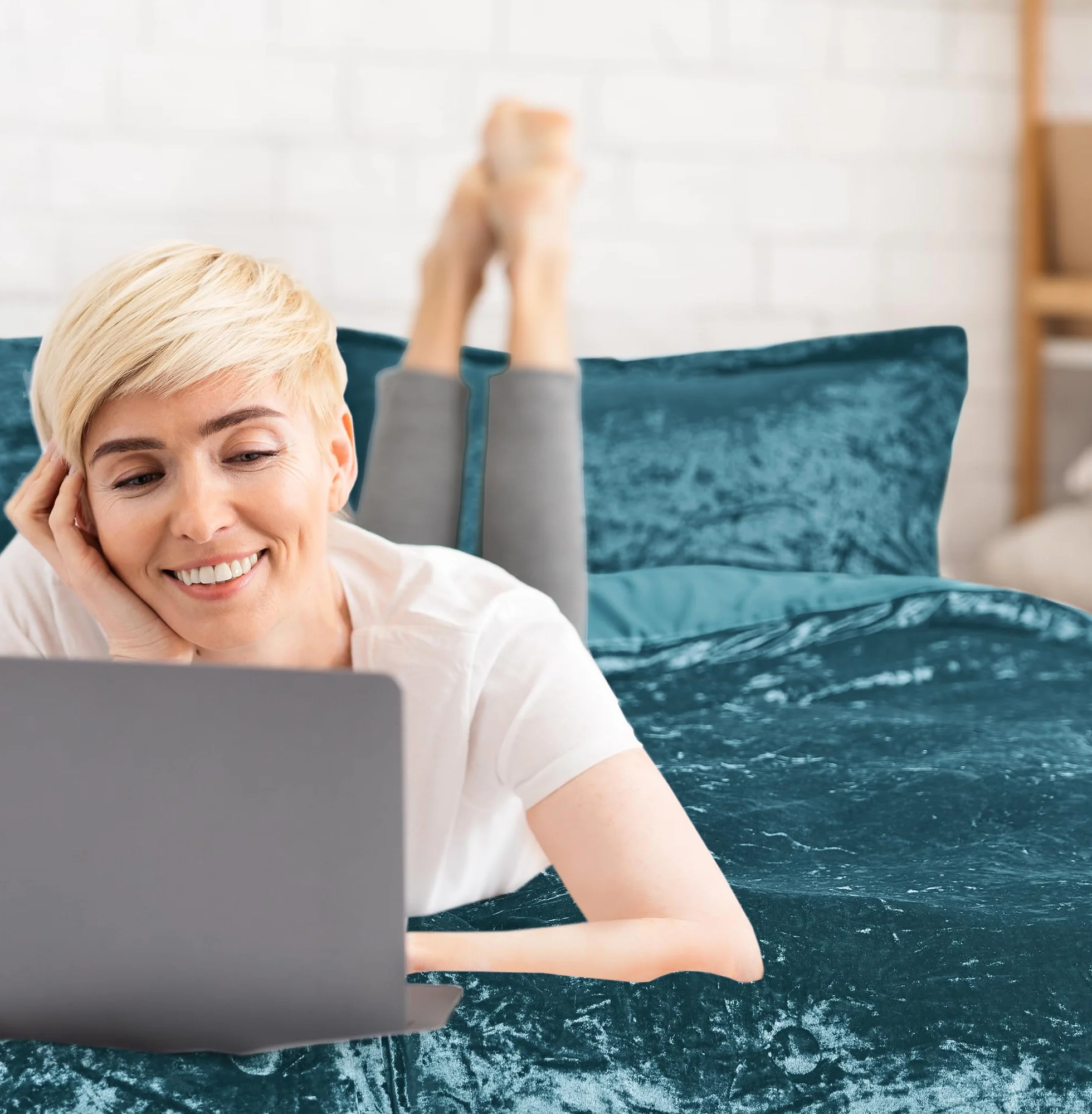 Comfort Spaces Juliette Luxe zestaw pościeli aksamitna mikrofibra 3-częściowy turkusowy