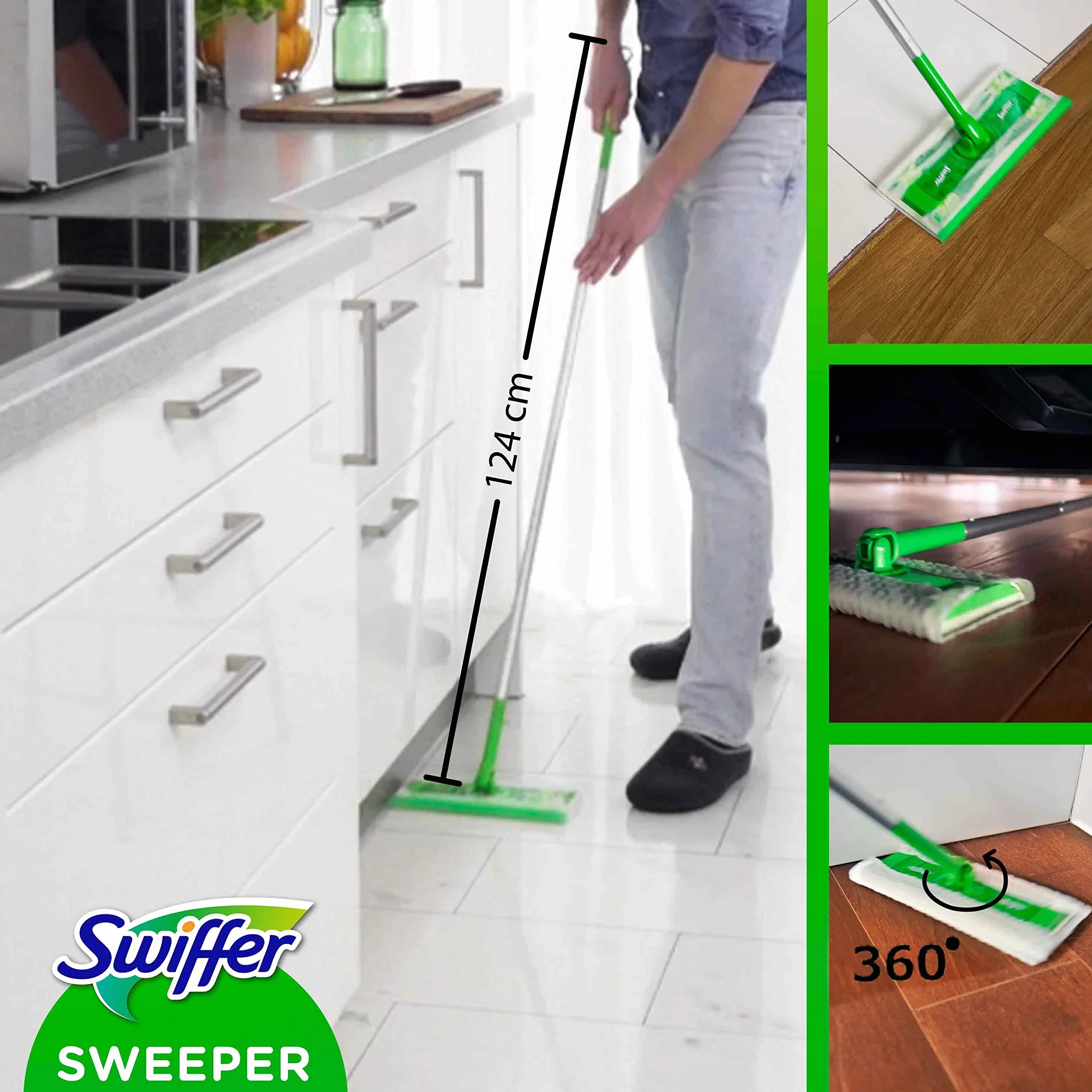 Swiffer Zestaw Mop z Suchymi Ściereczkami i Miotełką do Kurzu