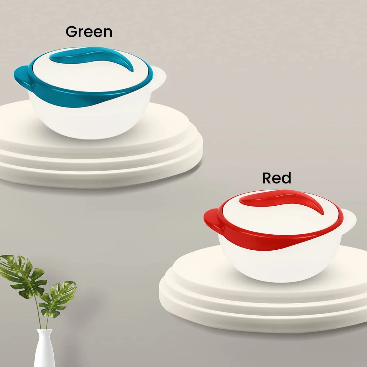 Pinnacle Serving Salad/Soup Dish Bowl - termoizolacyjna miska z pokrywką - świetna miska na wakacje, kolację i imprezę, 2,5 qt. (czerwona)
