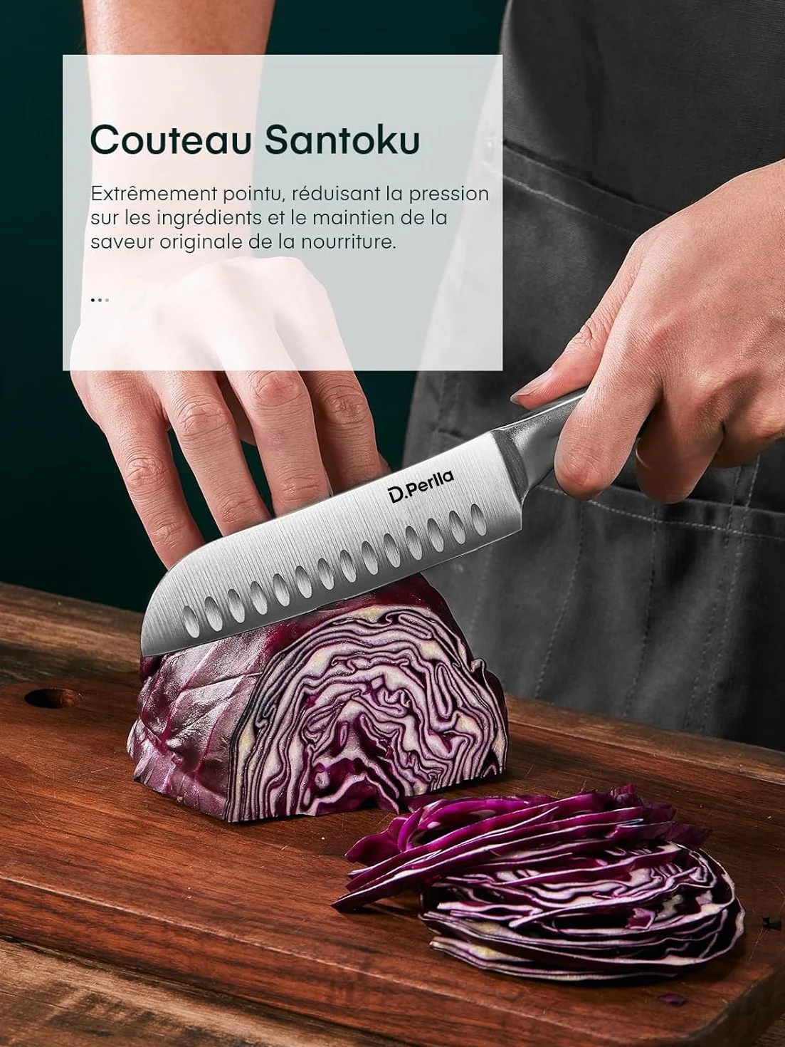 D.Perlla Zestaw noży kuchennych ze stali nierdzewnej, z drewnianym blokiem, 16 elementów, profesjonalne noże kuchenne, bezszwowa technologia kucia, bardzo ostry i ergonomiczny blok na noże, czarny