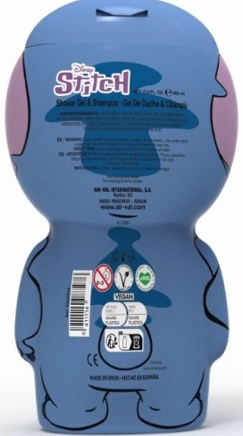 Stitch in 3D – żel pod prysznic i szampon 2 w 1, pachnąca karmelem i jaśminem, zabawa w kąpieli dla dzieci