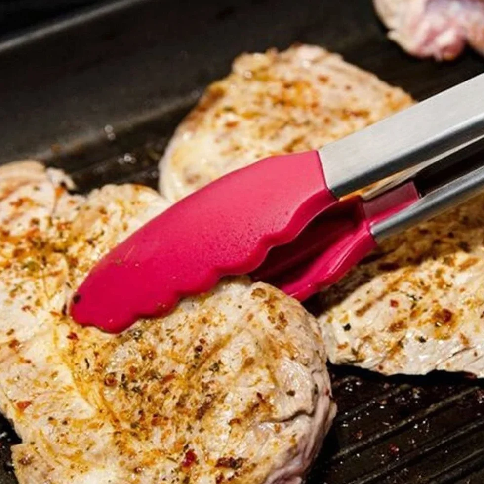 sztuk 7 Cal szczypce nylonowe do grillowania porady kuchnia Mini szczypce żaroodporne nylonowe szczypce do gotowania stalowe szczypce do żywności akcesoria kuchenne