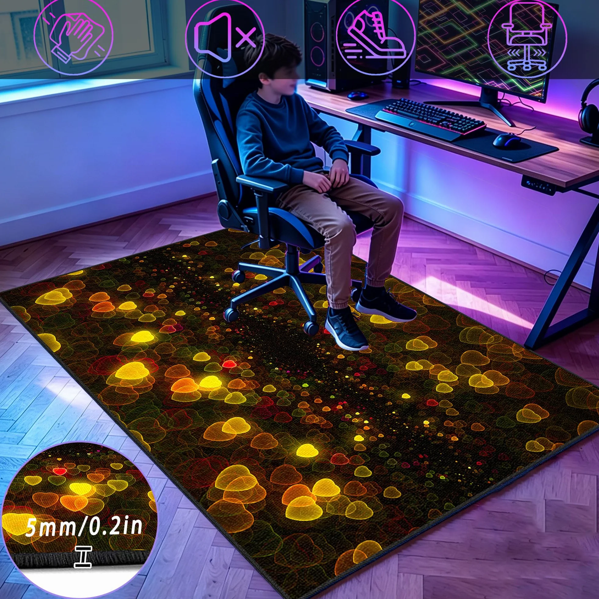 Dywan do sypialni Gaming Mata do gier na krzesło komputerowe 160 x 190 cm Antypoślizgowy dywan krzesło do gier na salę zabaw Dywan do salonu dla graczy Chłopiec