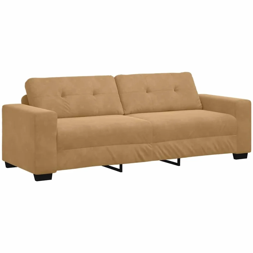 Sofa zestaw 3-częściowy, brązowy aksamit 221 x 80 x 80 cm, nowoczesny mebel tapicerowany, do salonu, lounge, zestaw mebli do siedzenia z fotelami 2-osobowymi i 3-osobowymi, na relaksujące