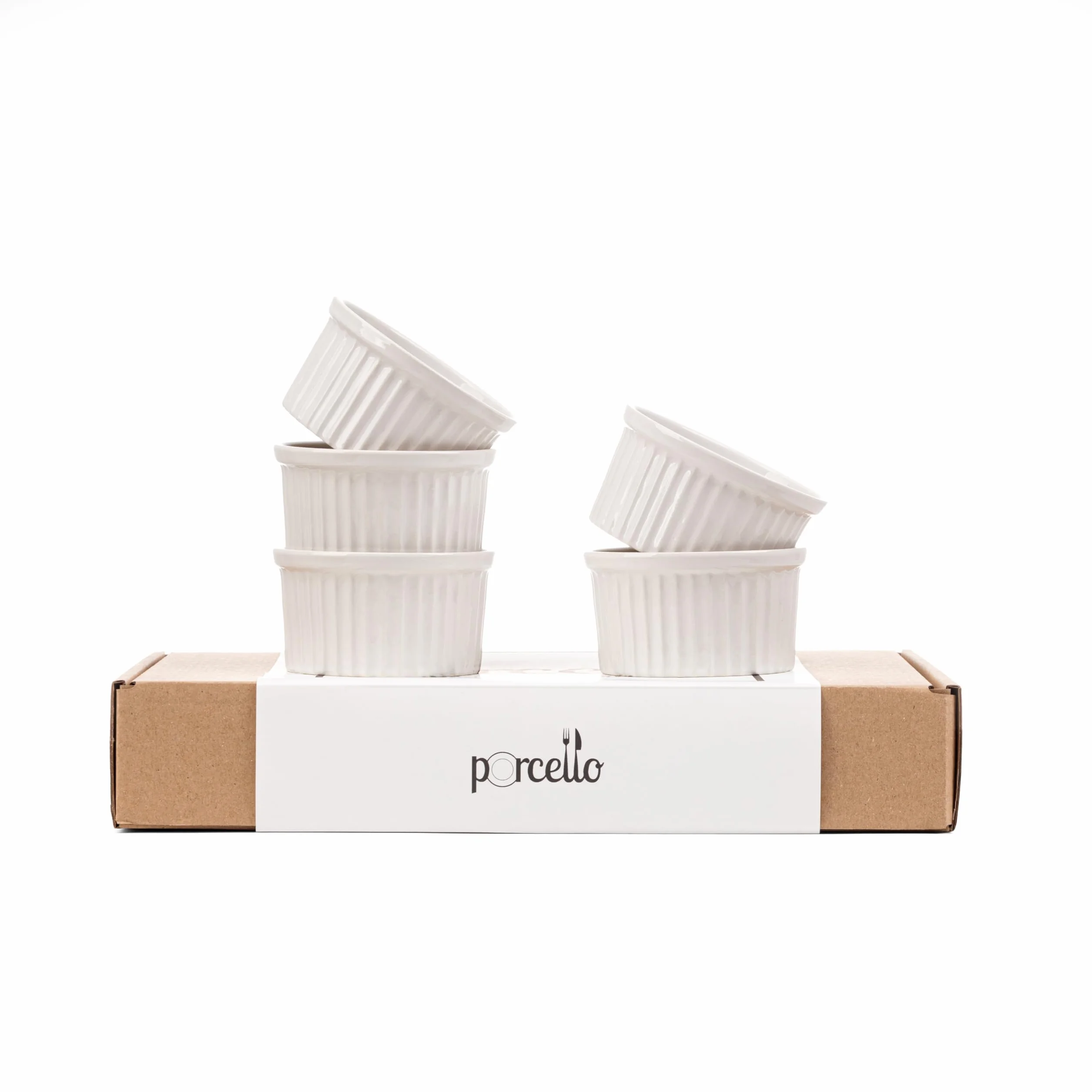 kokilka naczynie żaroodporne do zapiekania ramekin - 200ml, zestaw 6 szt. - białe