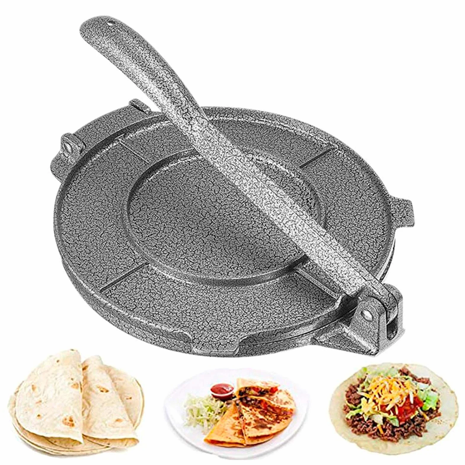 Prasa do tortilli, prasa do tortilli 6,5 cala, Heavy Duty, prasa do taco, roti Maker, żeliwna prasa do tortilli, pre-sezoned prasa do mąki kukurydzianej, narzędzia do wyciskania ciasta, akcesoria