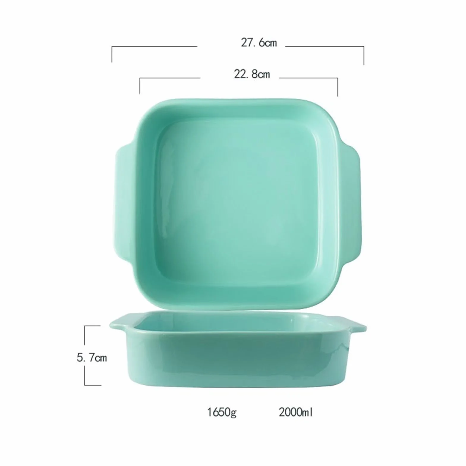 Domowe formy do zapiekanek, płyta ceramiczna, podwójne ucho, prostokątna forma do pieczenia ciast, do kuchenki mikrofalowej, do lasagne, tiramisu i zapiekanek (20 cm)