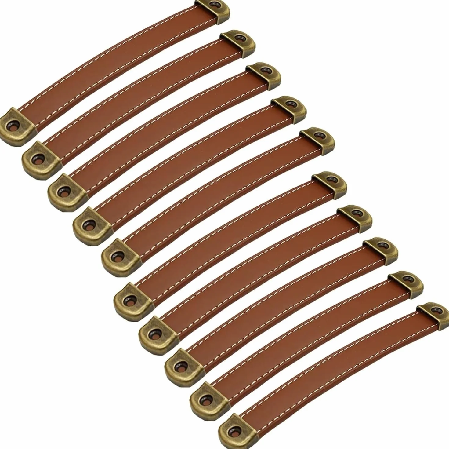 Skórzane uchwyty do szuflad, 10 Pcs Drawer Pull, Leather Cabinet Drawer Modern Furniture Closet Wardrobe Door Handles