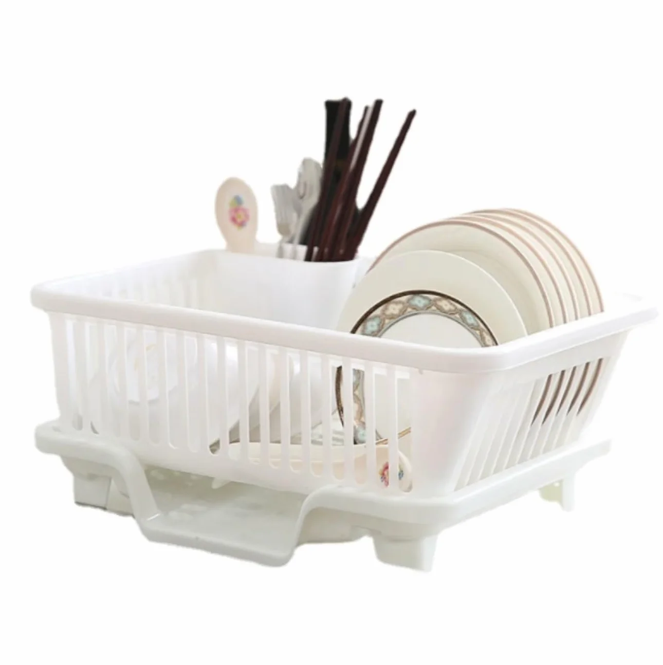 Ociekacz na Naczynia Plastikowa Taca Ociekowa Zlewozmywak Suszarka Do Naczyń Ociekacz Uchwyt Do Prania Koszyk Organizer Suszarka do Naczyń (Color : White, Size : 44.5 * 31.5 * 18.5cm)