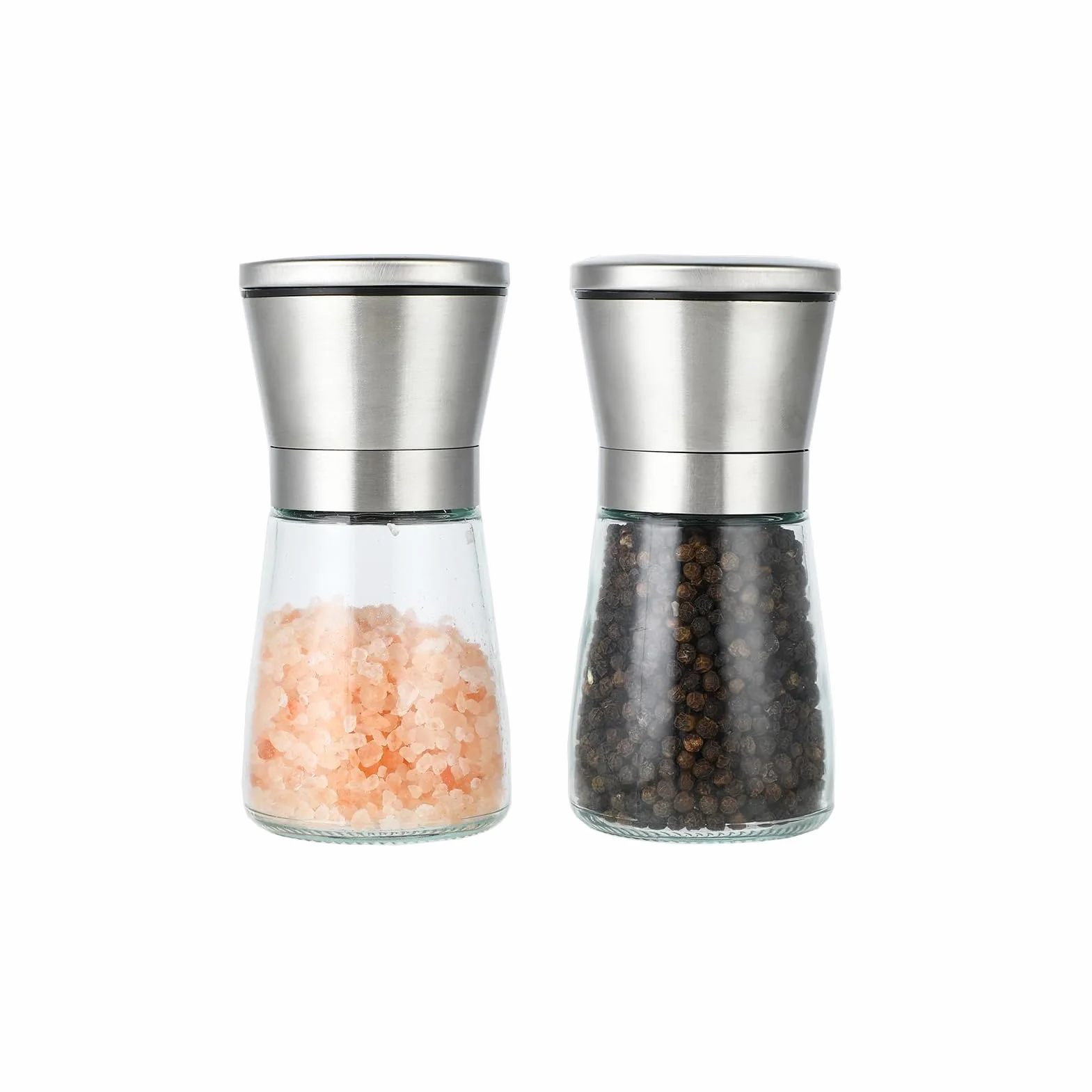 Sale e Pepe, Set di Muliniper Spezie con Macinacaffè in Ceramica Regolabile, Macinapepe Manuale 180 ml in Acciaio