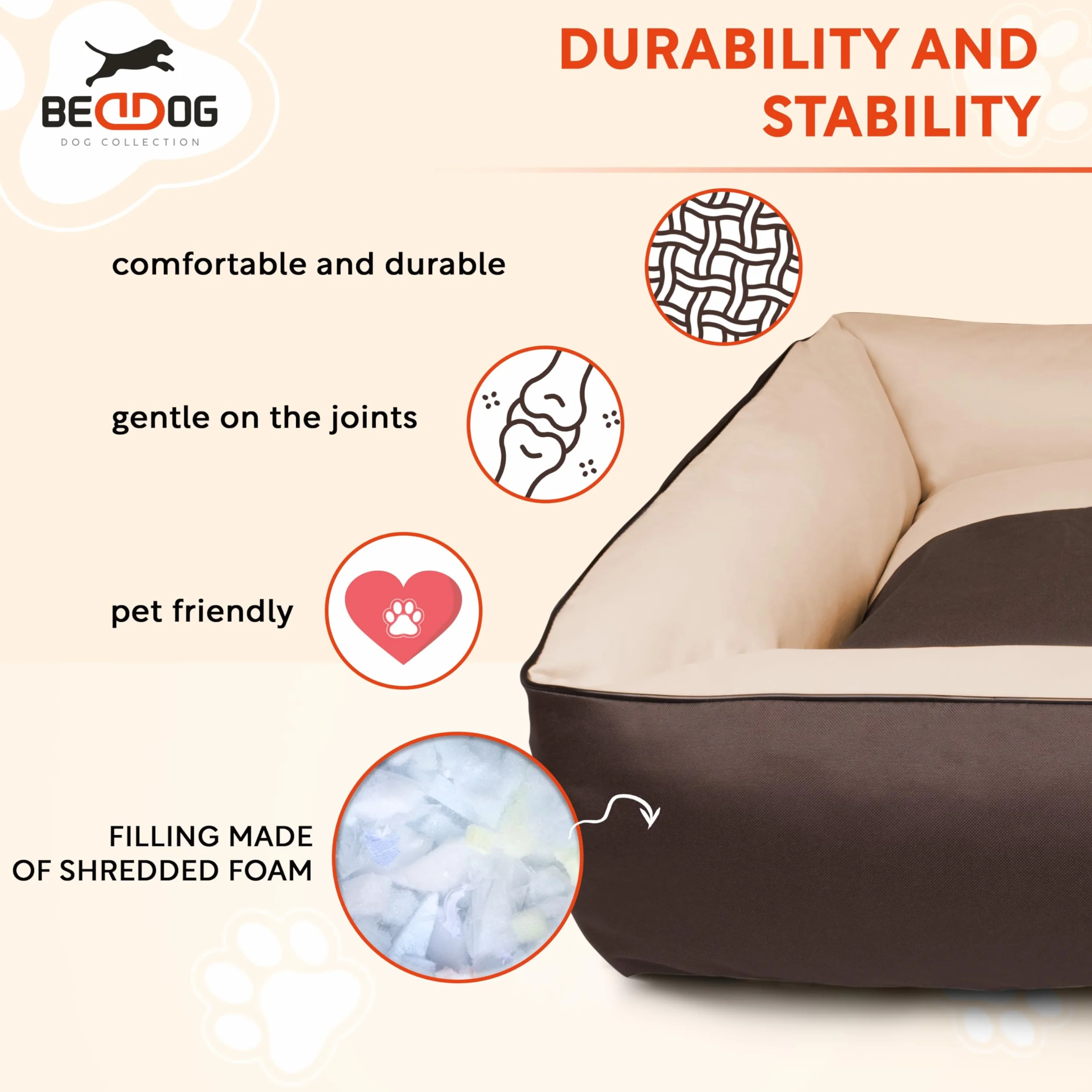 BedDog(R) legowisko dla psa LUPI L, sofa dla psa z Cordury, mikrofibra welurowa, zmywalne legowisko dla psa z brzegiem