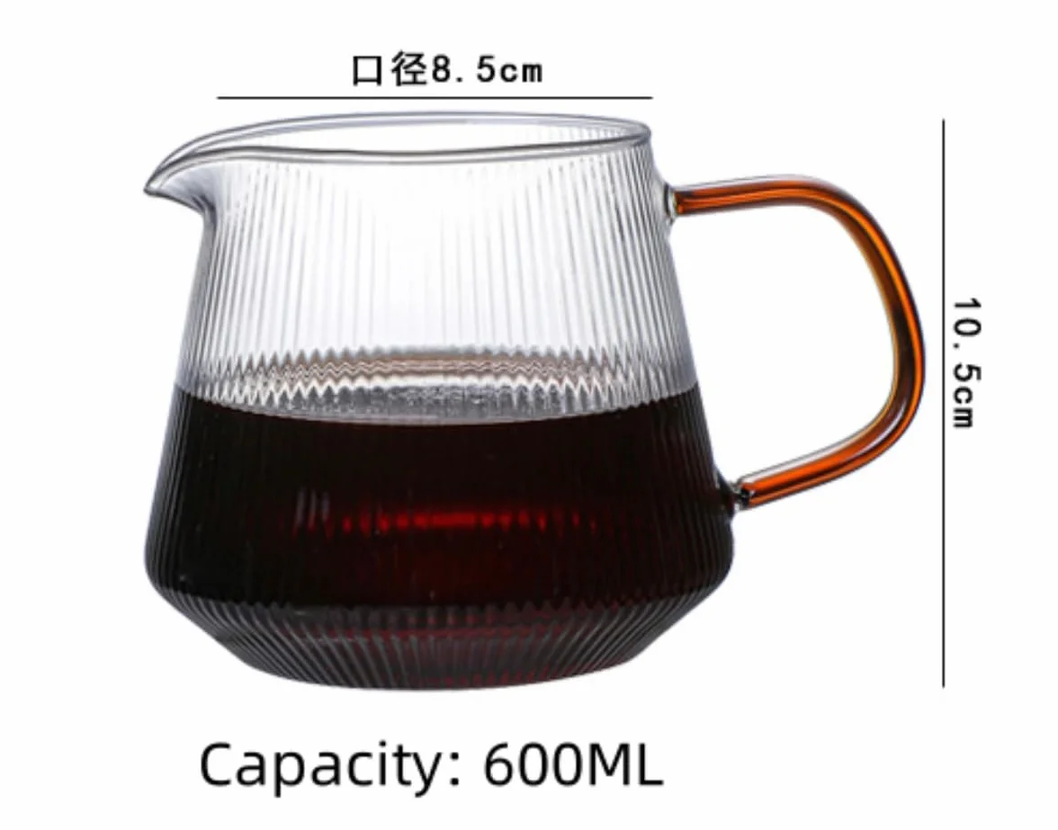 Serwer do kawy z przezroczystego szkła, 600 ml, karafka do nalewania herbaty i kawy