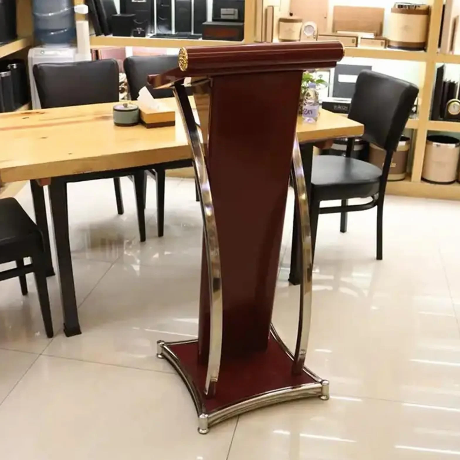 Metalowy podium na mównicę – regulowany czarno-biały czerwony stojak do szkół restauracji wydarzeń – spersonalizowane logo stal nierdzewna i żelazo idealny dla nauczycieli i urzędników weselnych