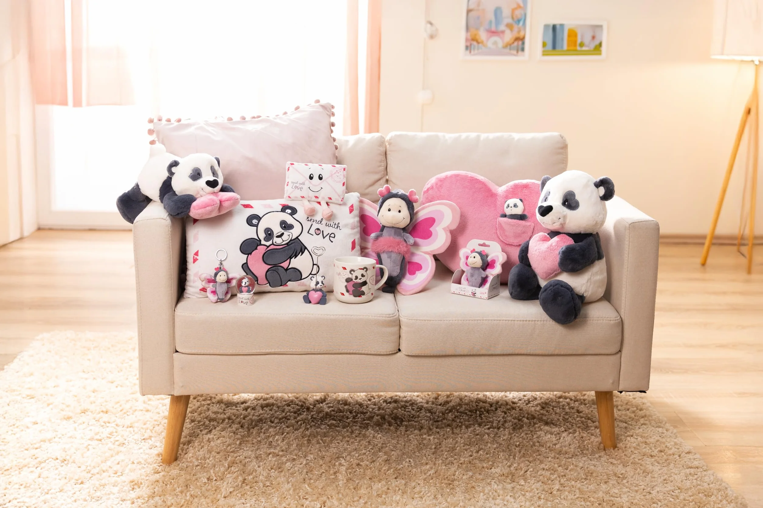 NICI Love 62630 Uchwyt na zdjęcie, panda, z żywicy poliestrowej, klips w kształcie serca do notatek i kartek, dekoracja stołu, na imprezę, urodziny wesele, 11 cm, czarny