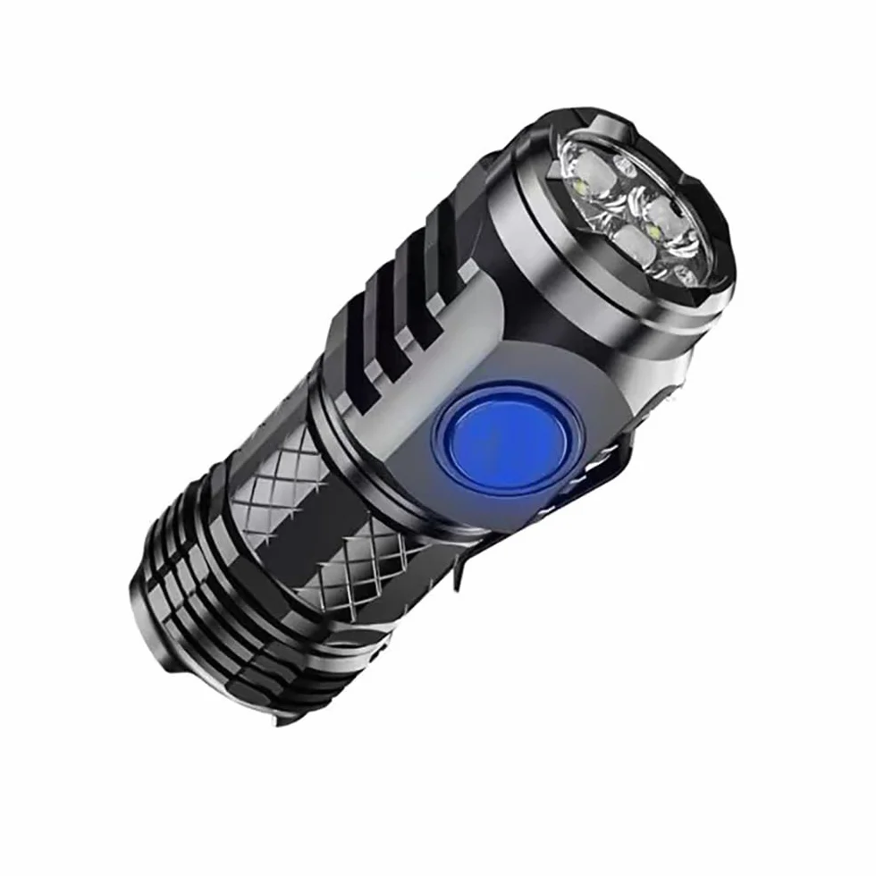 Niemiecka trójoka mini lampa błyskowa Super mocna latarka, trójoka mini latarka czarna srebrna przenośna wodoodporna latarka z możliwością ładowania latarka Mini/110