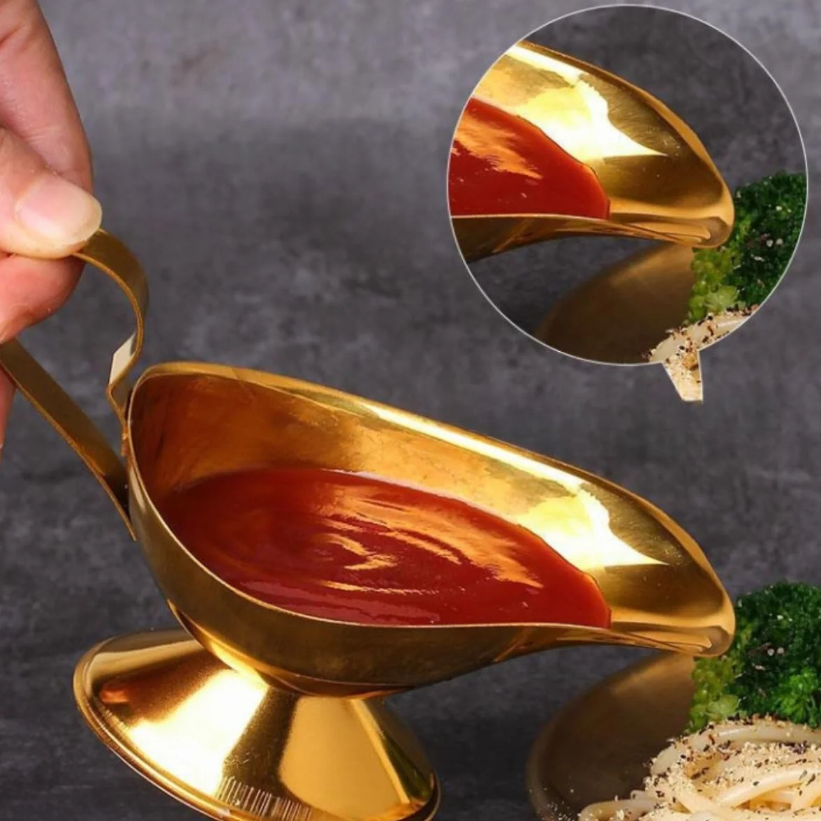 Sosjerka Wiaderko Sosu Do Steków, Kubek Sosu Do Sałatek Zachodnich, Kubek Sosu Do Sosu Zagęszczonego Porcelana Sosjerka(Gold,21x10.3cm)