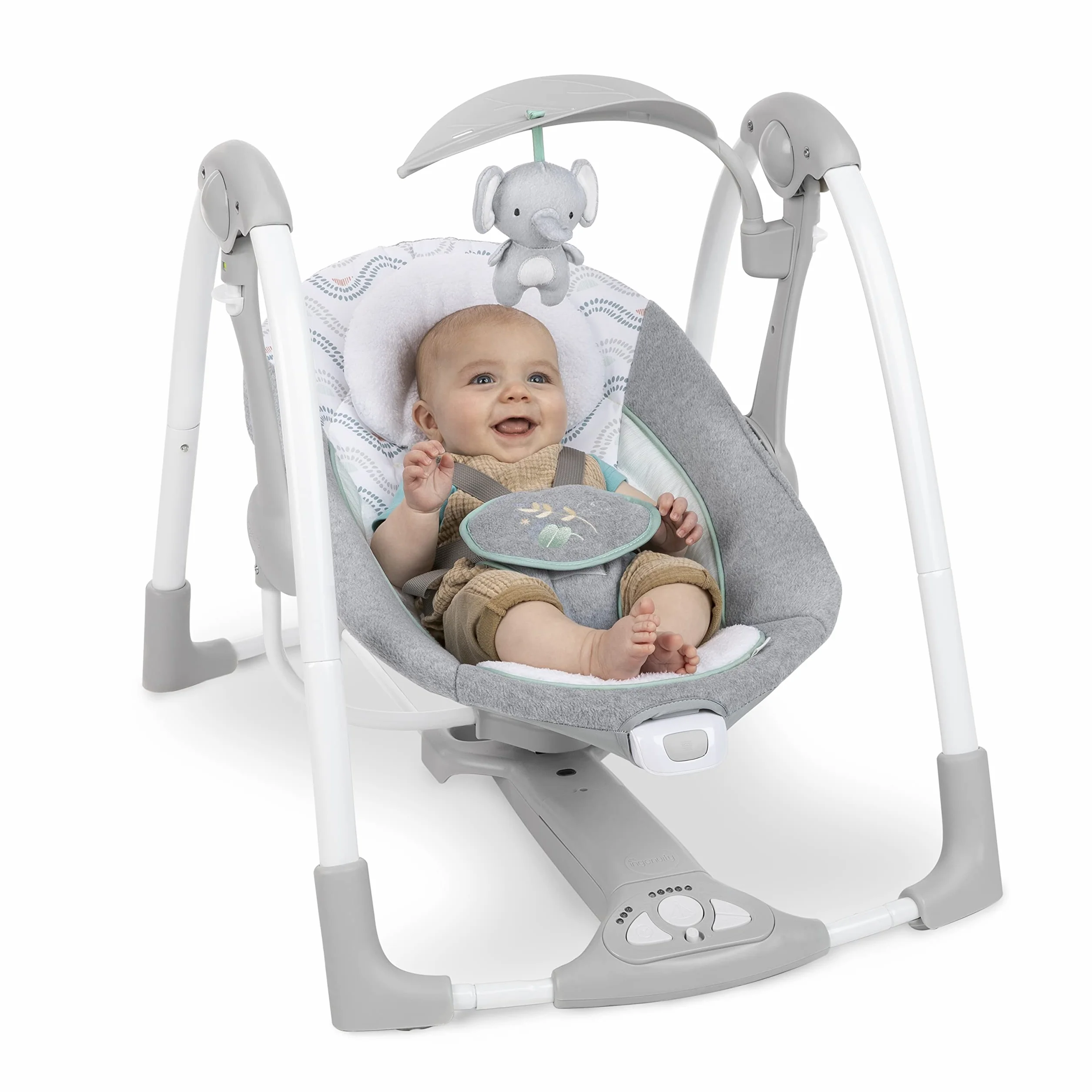 Ingenuity ConvertMe Huśtawka dziecięca 2 w 1, elektryczna, przenośna, wibracje, odgłosy natury, 0-9 miesięcy, maks. 9 kg – Swell
