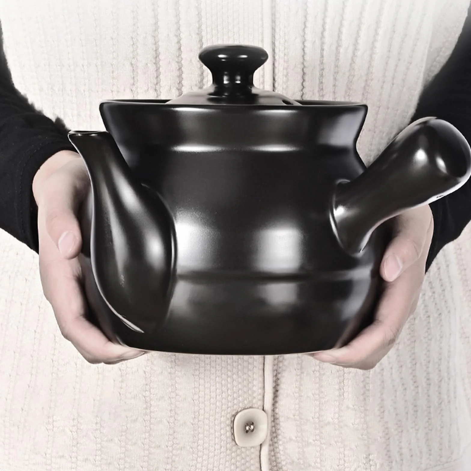 Odporny na wysoką temperaturę ceramiczny garnek na leki ziołowe, miska do gulaszu z pokrywką, glazurowana zapiekanka do zupy, owsianki i wywaru ziołowego