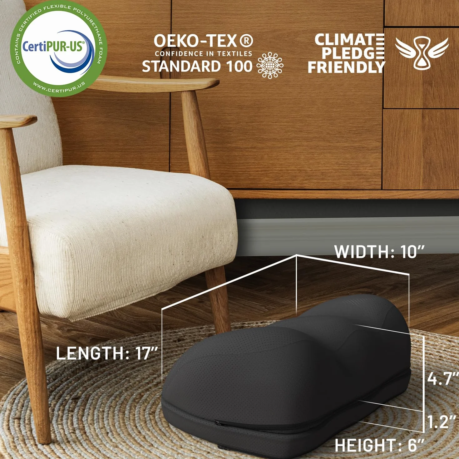 Everlasting Comfort Podnóżek z pianki memory pod biurko w pracy z węzłami punktowymi – ergonomiczny podnóżek do domu i biura, akcesoria do podparcia stóp, akcesoria gamingowe, antypoślizgowy, zmywalny