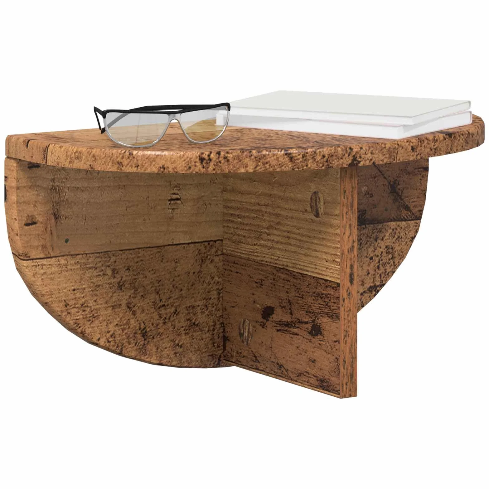 Regał ścienny o wyglądzie starego drewna, wiszący, 38 x 19 x 19 cm, materiał drewnopochodny, do salonu, sypialni, biura, uniwersalny, nie zajmuje dużo miejsca
