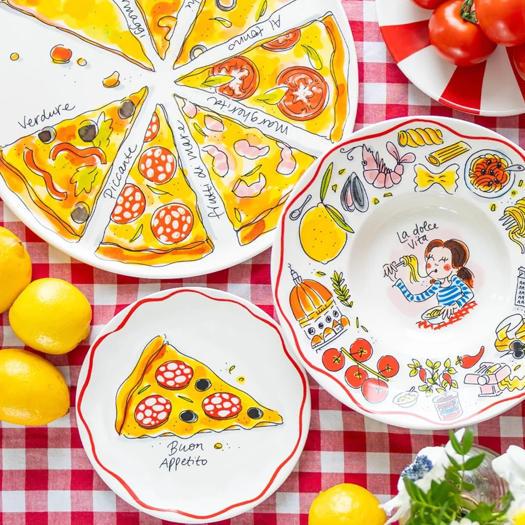 Blond Amsterdam Talerz do makaronu 24 cm La Dolce Vita włoski design – talerz ceramiczny do makaronu – pomysł na prezent dla koneserów