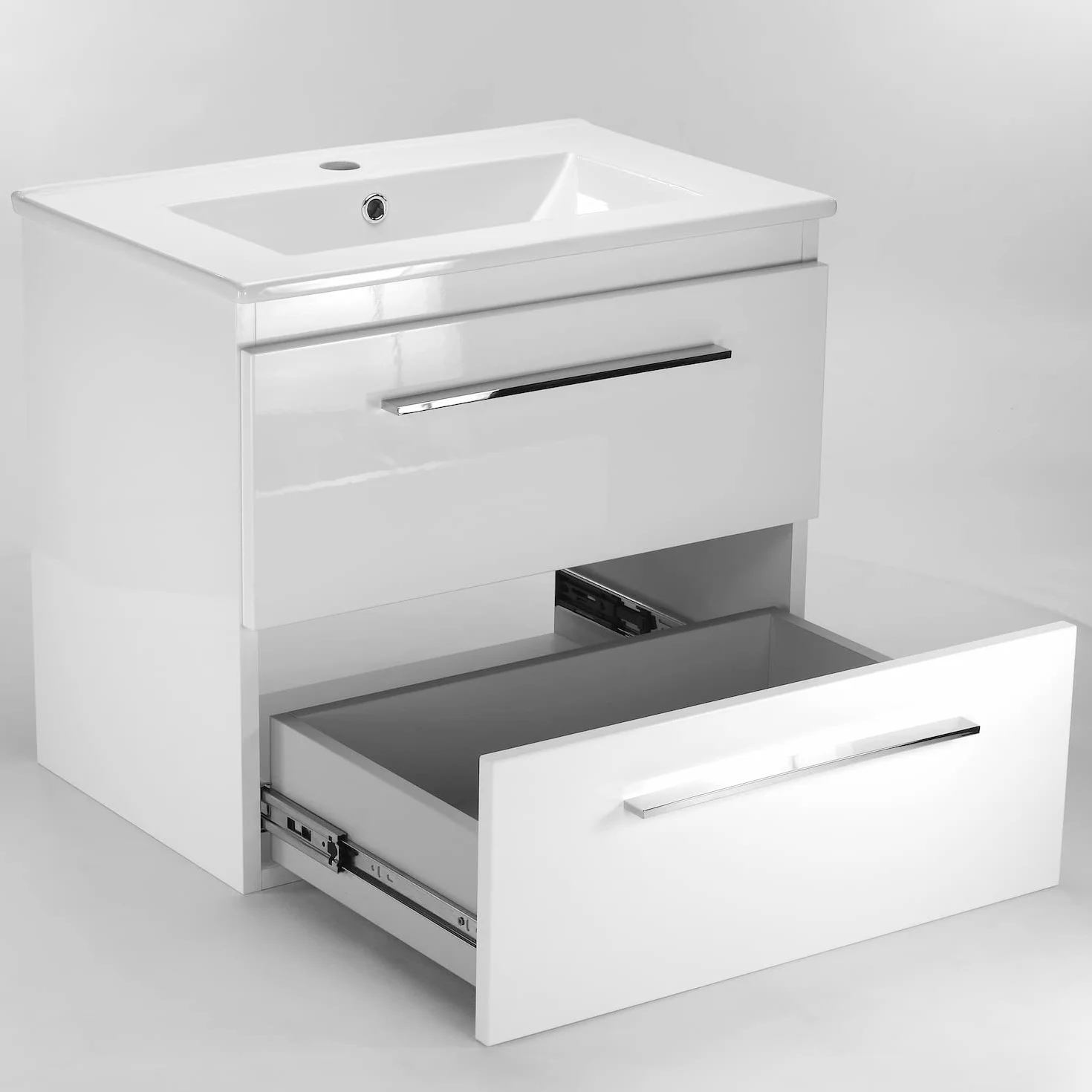 Szafka pod umywalkę 50 cm 60 cm 80 cm Sycylia umywalka z szafką pod umywalkę 2 szuflady ceramiczna umywalka nowoczesny mebel łazienkowy (biały, 50 cm)