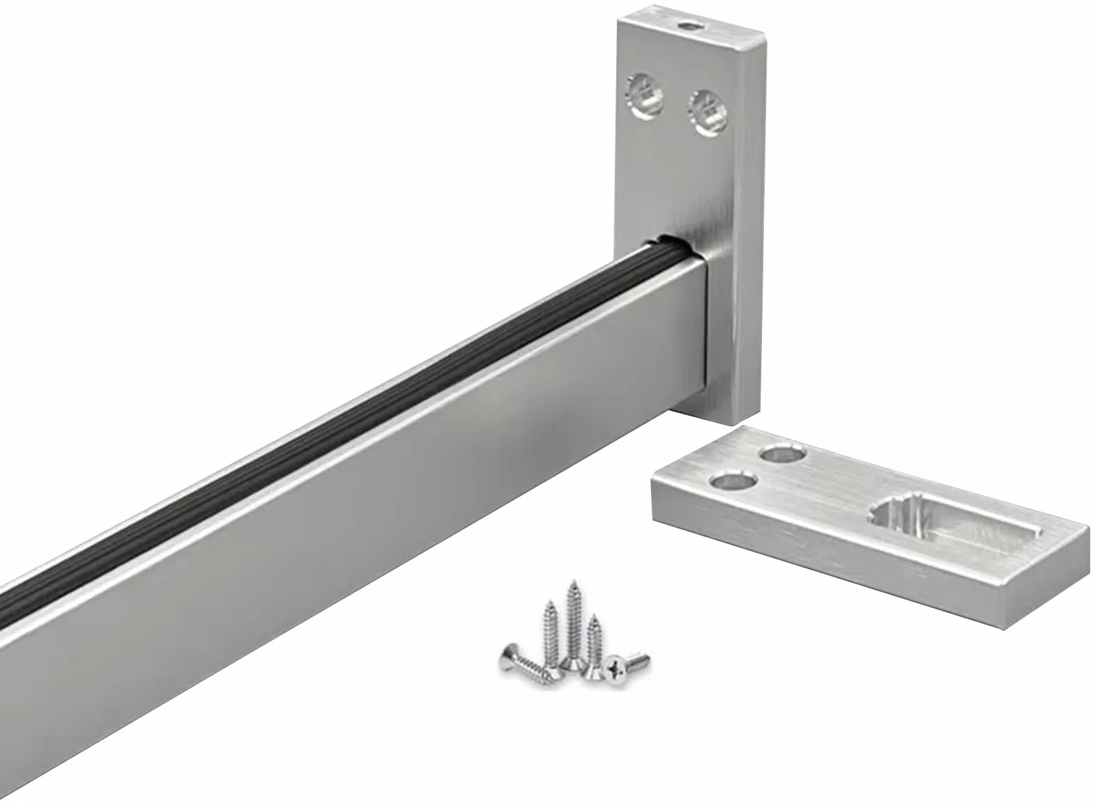 Prostokątne pręty do szafy o grubości 3 mm do wieszania ubrań, dom komercyjny srebrny aluminiowy drążek do odzieży - antypoślizgowy i wyciszony, do akademika/pralni/przedszkola, możliwość cięcia
