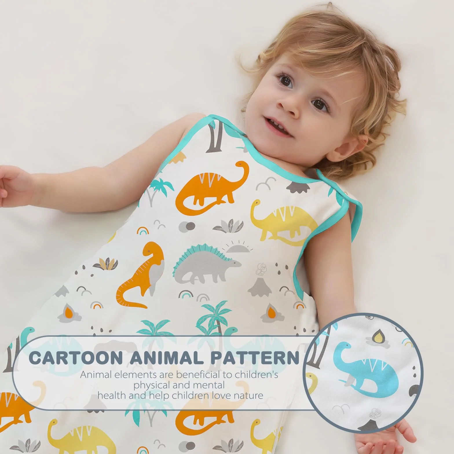 Mosebears Baby Śpiworek Lato Cute Animal Cartoon Mywalny Koc 0,5 tog dla dziewcząt i chłopców przenośny koc bezrękawowy śpiworek