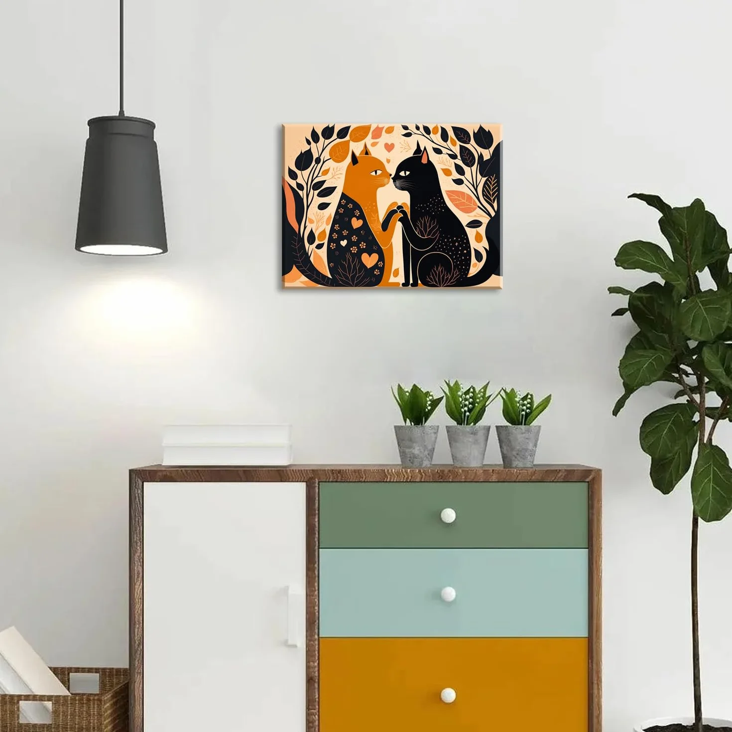 Obrazy z Kotami na Płótnie 40x30 cm Dekoracja Ścienna z Ramą