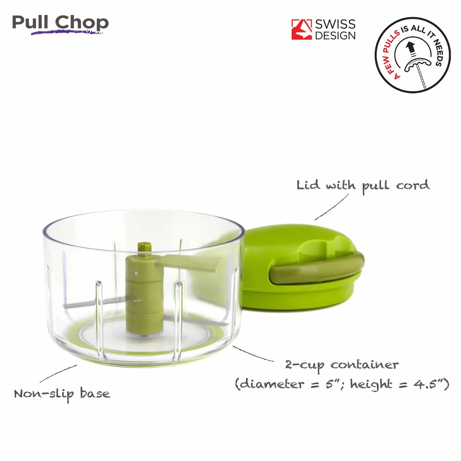 KUHN RIKON Pull Chop uniwersalny haker, mały, zielony, plastikowy, mały 500 ml