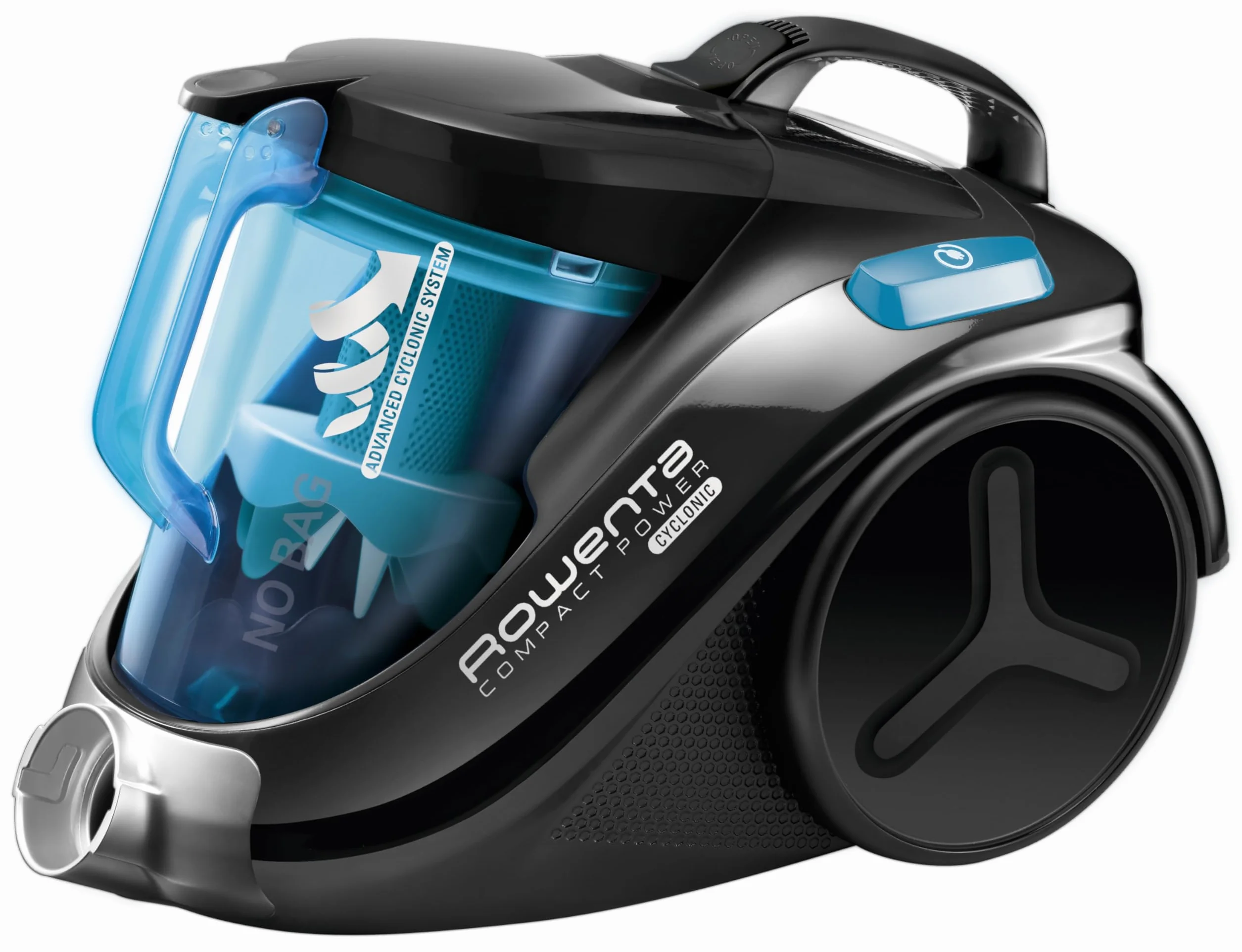 Rowenta RO3731EA Compact Power Cyclonic Odkurzacz Bezworkowy, Tworzywo Sztuczne, 750 W, 1,5 l, Czarny/Niebieski