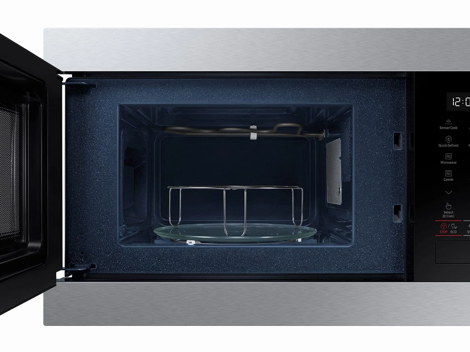 Samsung MG22M8274AT/E1 kuchenka mikrofalowa do zabudowy z grillem, 850 W, pojemność 22 l, mała kuchenka mikrofalowa do wnęki 38 cm, funkcja utrzymania ciepła, inteligentny czujnik, odporne na