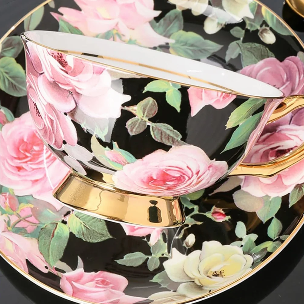Porcelana kostna filiżanka do kawy ceramiczny kubek popołudniowa herbata zastawa stołowa zestaw filiżanek i talerzy