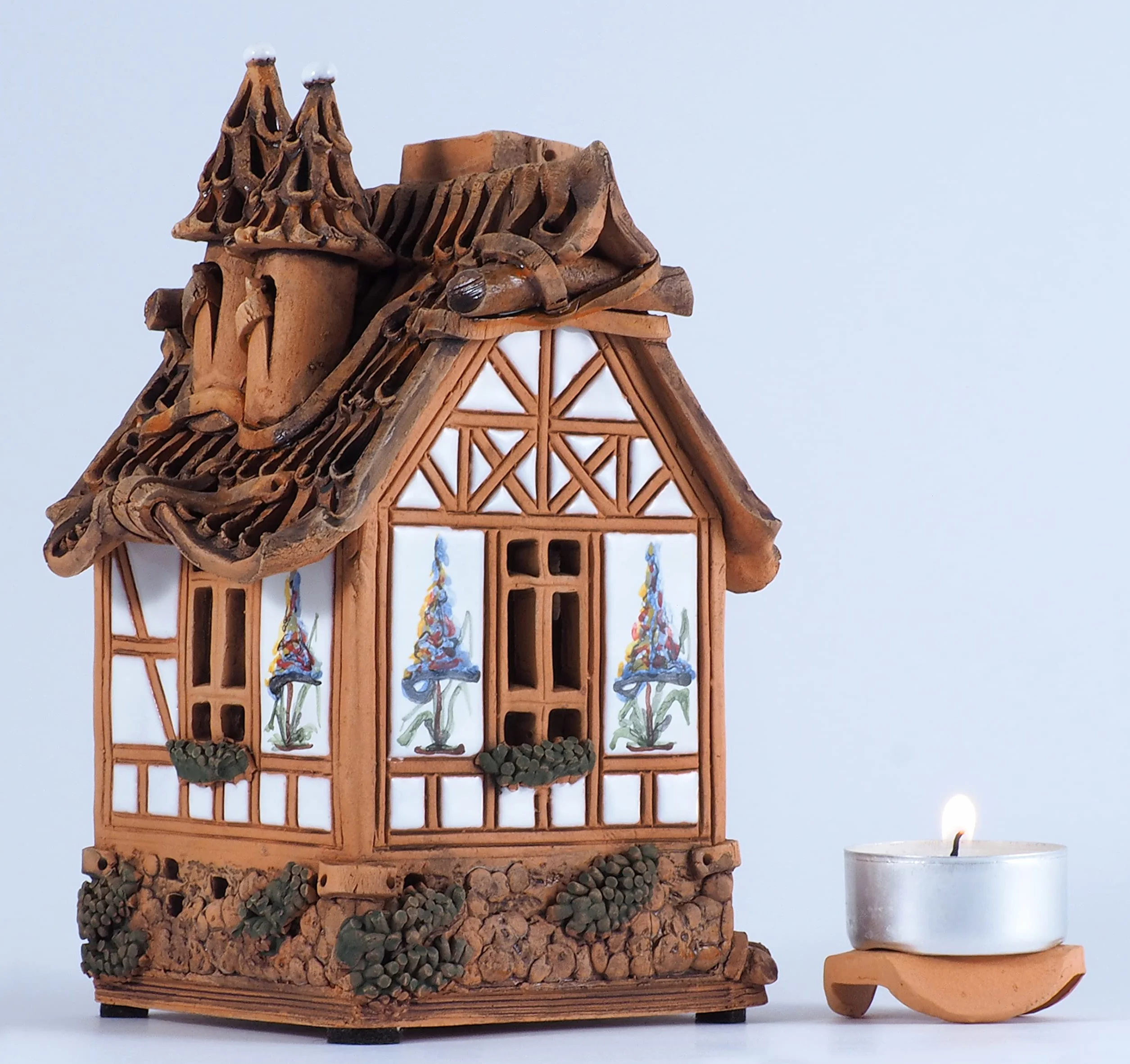Ceramiczny domek świetlny, świecznik na herbatę, artystyczny przedmiot kolekcjonerski, B232AR