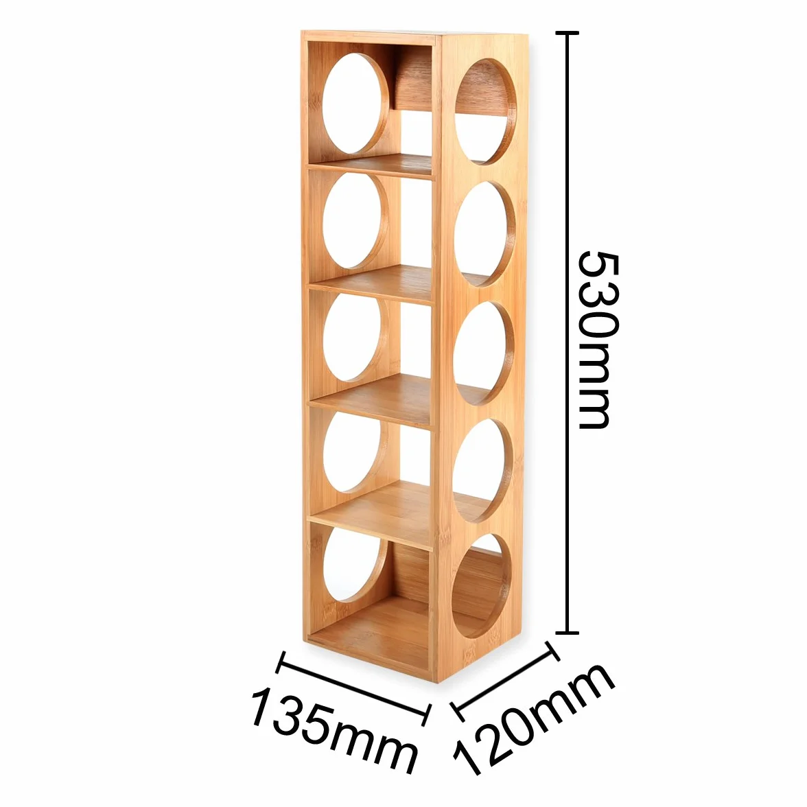 Gräfenstayn Regał na wino Cube – układany w stos, z drewna bambusowego, do 5 butelek, montaż na ścianie, rozszerzalny, wymiary 13,5 x 12 x 53 cm