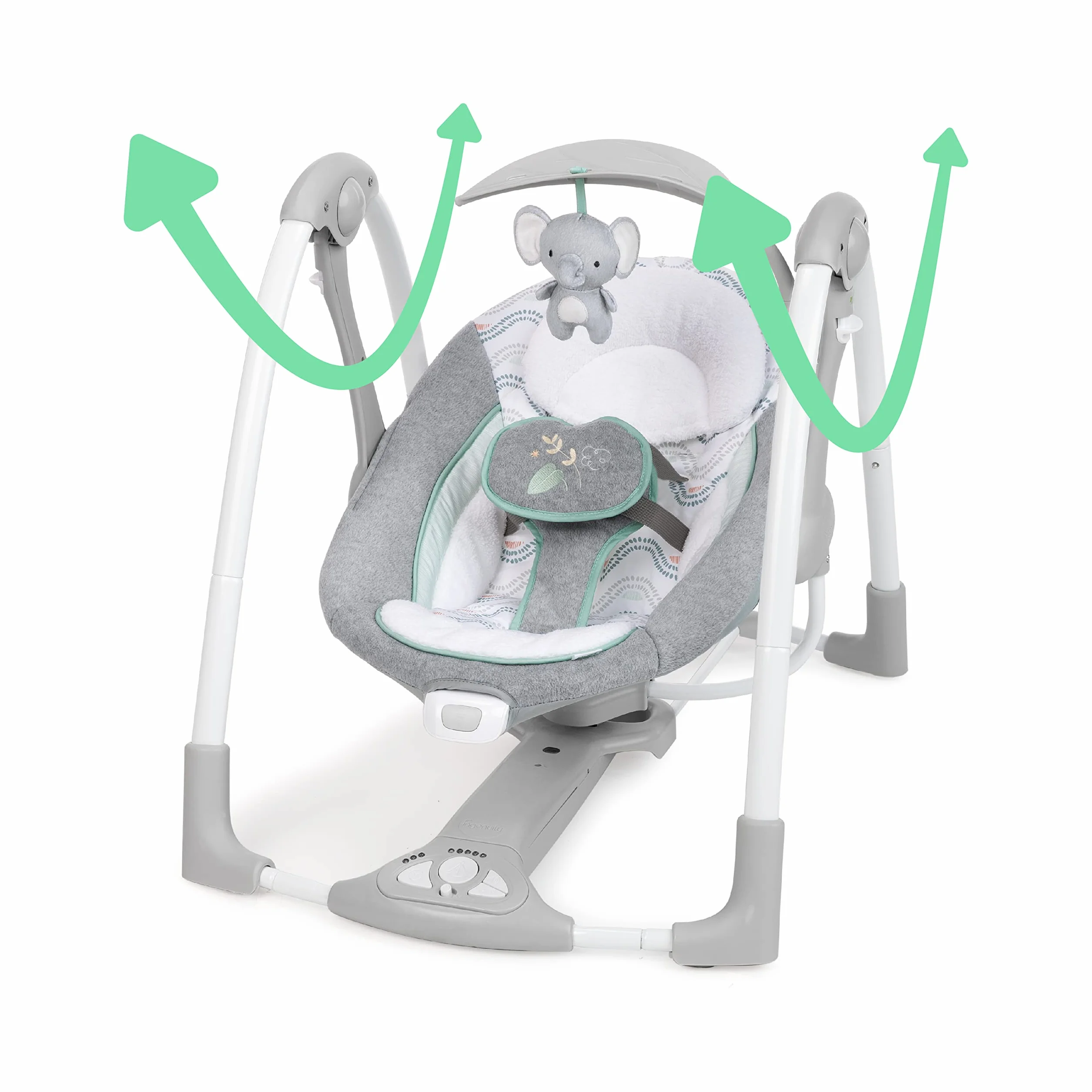 Ingenuity ConvertMe Huśtawka dziecięca 2 w 1, elektryczna, przenośna, wibracje, odgłosy natury, 0-9 miesięcy, maks. 9 kg – Swell