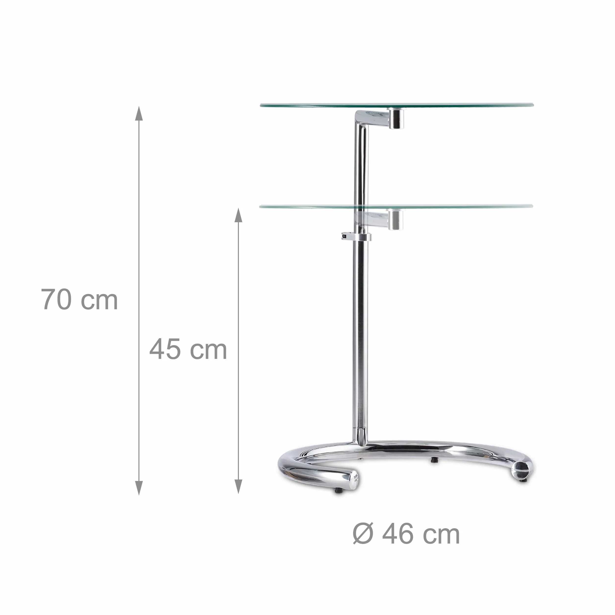 Relaxdays Stolik Kawowy, Srebrny, Ø 46 cm