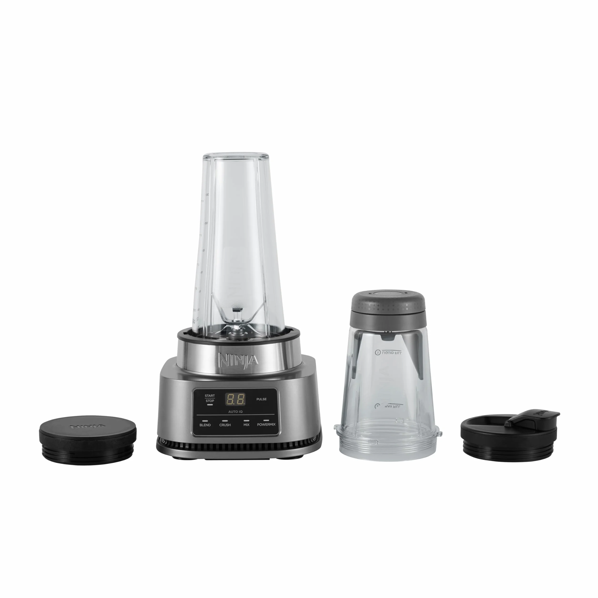 Ninja Foodi Power Nutri Mixer 2W1, Tworzenie Miseczek ze Smoothie, Mieszanie Gęstych Past i Mrożonych Napojów, Programy Automatyczne, Srebrny CB100EU
