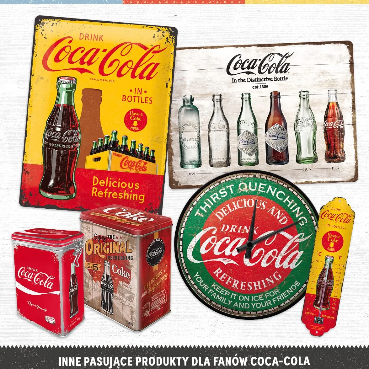 Nostalgic-Art Retro magnesy na lodówkę, 9 sztuk, Coca Cola – Pop Art – Pomysł na prezent dla miłośników Coca-Coli, Official License Product (OLP), zestaw magnesów, Styl vintage