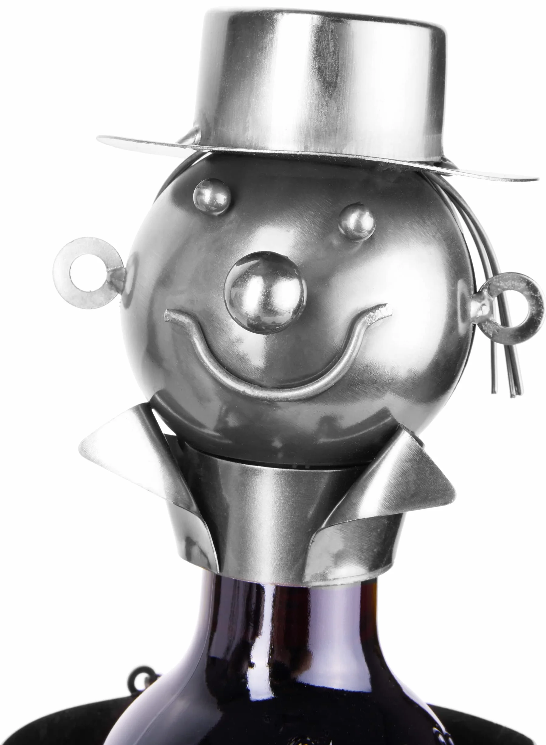 BRUBAKER Metalowy uchwyt na butelkę wina, srebrny, uchwyt na blat