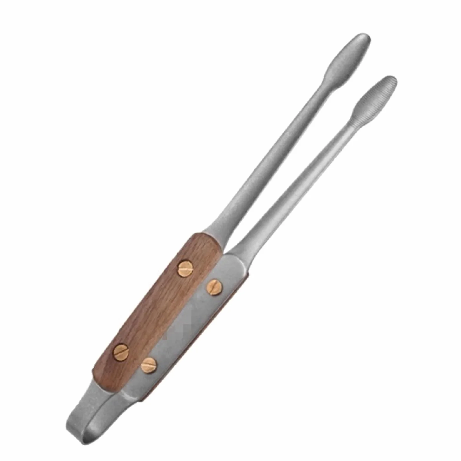 Szczypce Kuchenne Gotowania Antypoślizgowe Szczypce Do Grilla Ze Stali Nierdzewnej Z Drewnianymi Uchwytami, Odpowiednie Do Gotowania Grilla Szczypce Do Grillowania(Retro Silver)