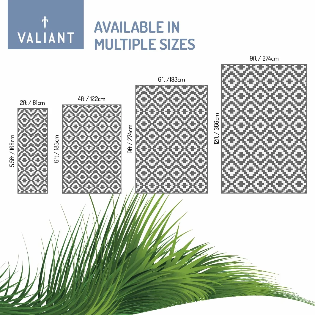 VALIANT Geometryczny chodnik na patio i taras na zewnątrz, 1,7 m x 0,6 m, szary