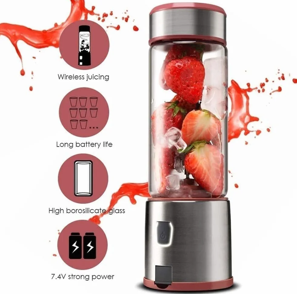 Przenośny blender, mini blender do koktajli i smoothie, osobisty blender ładowany przez USB, blender do soków, ręczny blender do sportu, na siłownię, do domu i biura (rozmiar: 1)