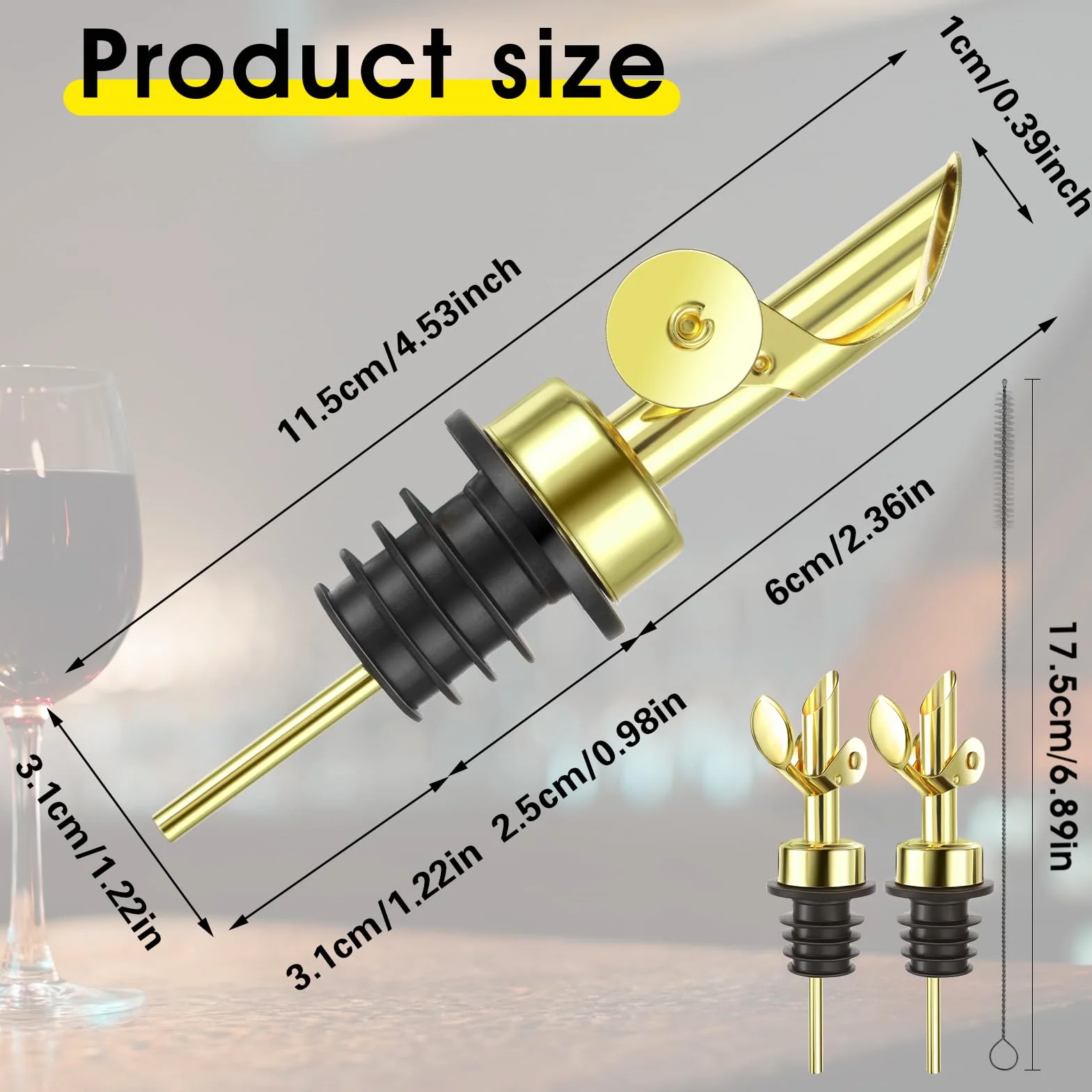 Mabor Nalewacze do butelek alkoholu, nalewacze do alkoholu (złote), konstrukcja samozamykająca, materiał klasy spożywczej, dozownik nalewacza do whisky, wylewki barowe do nalewania płynu, oliwy z