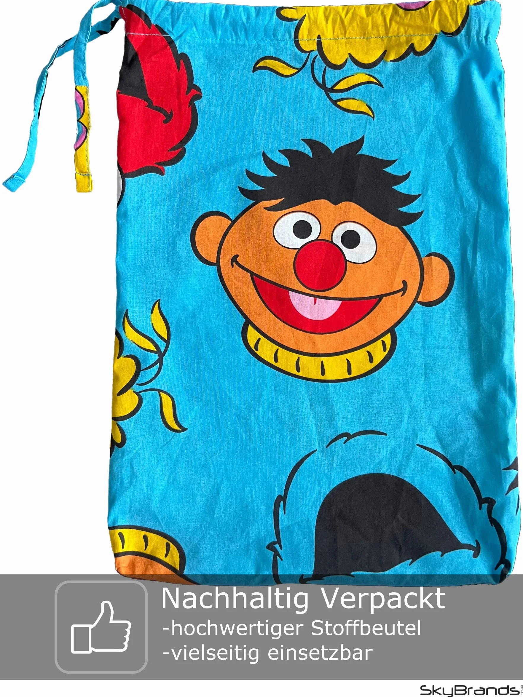 Ernie und Bert Pościel Ulica Sezamkowa 135 x 200 80 x 80 [z workiem] Komplet pościeli dziecięcej Bawełna 2-częściowy 1 x poszewka na kołdrę 1 x poszewka na poduszkę