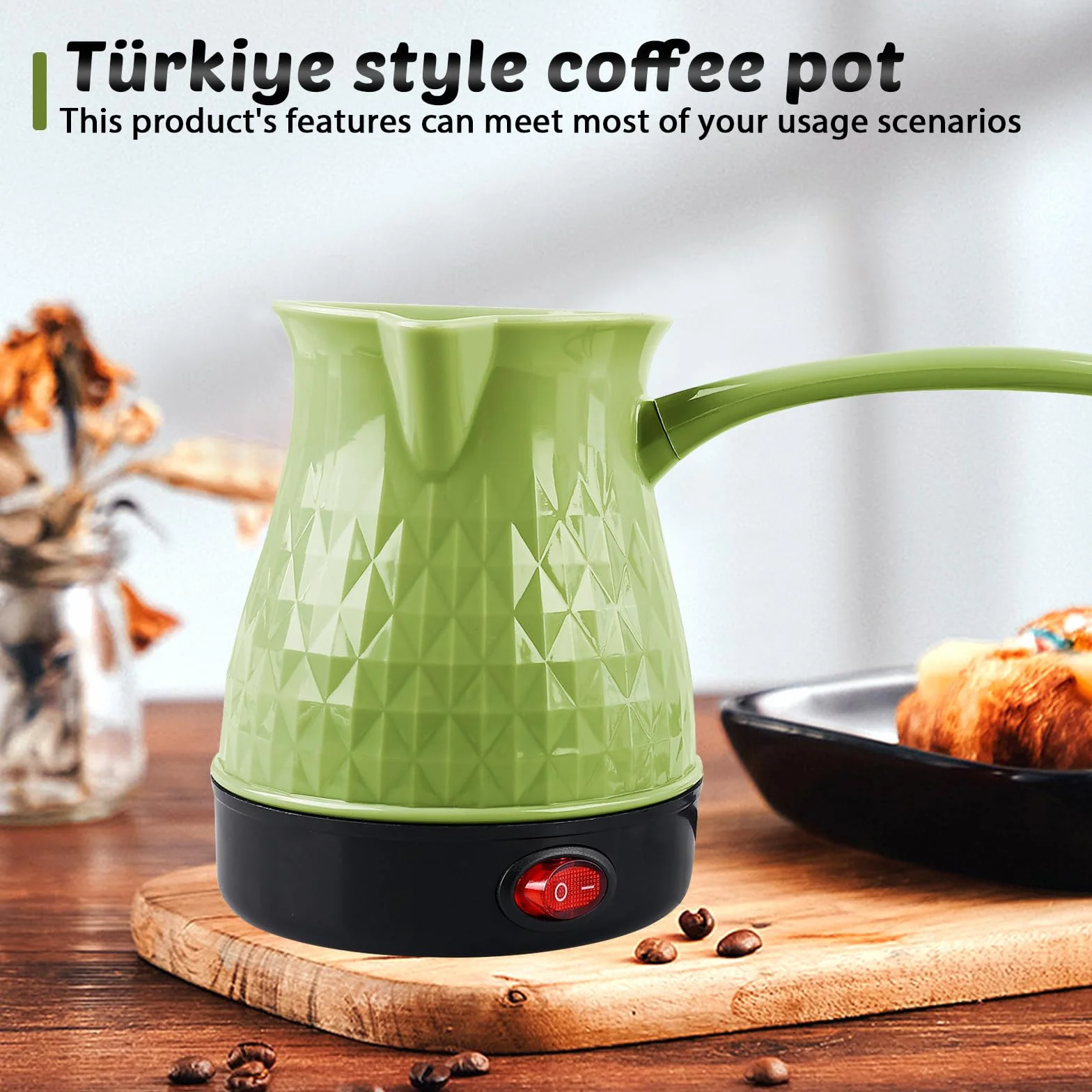 Elektryczny dzbanek do kawy, 500 ml, elektryczny turecki ekspres do kawy, 220 V, indukcyjny, turecki ekspres do kawy, do domu, biura, podróży (A)