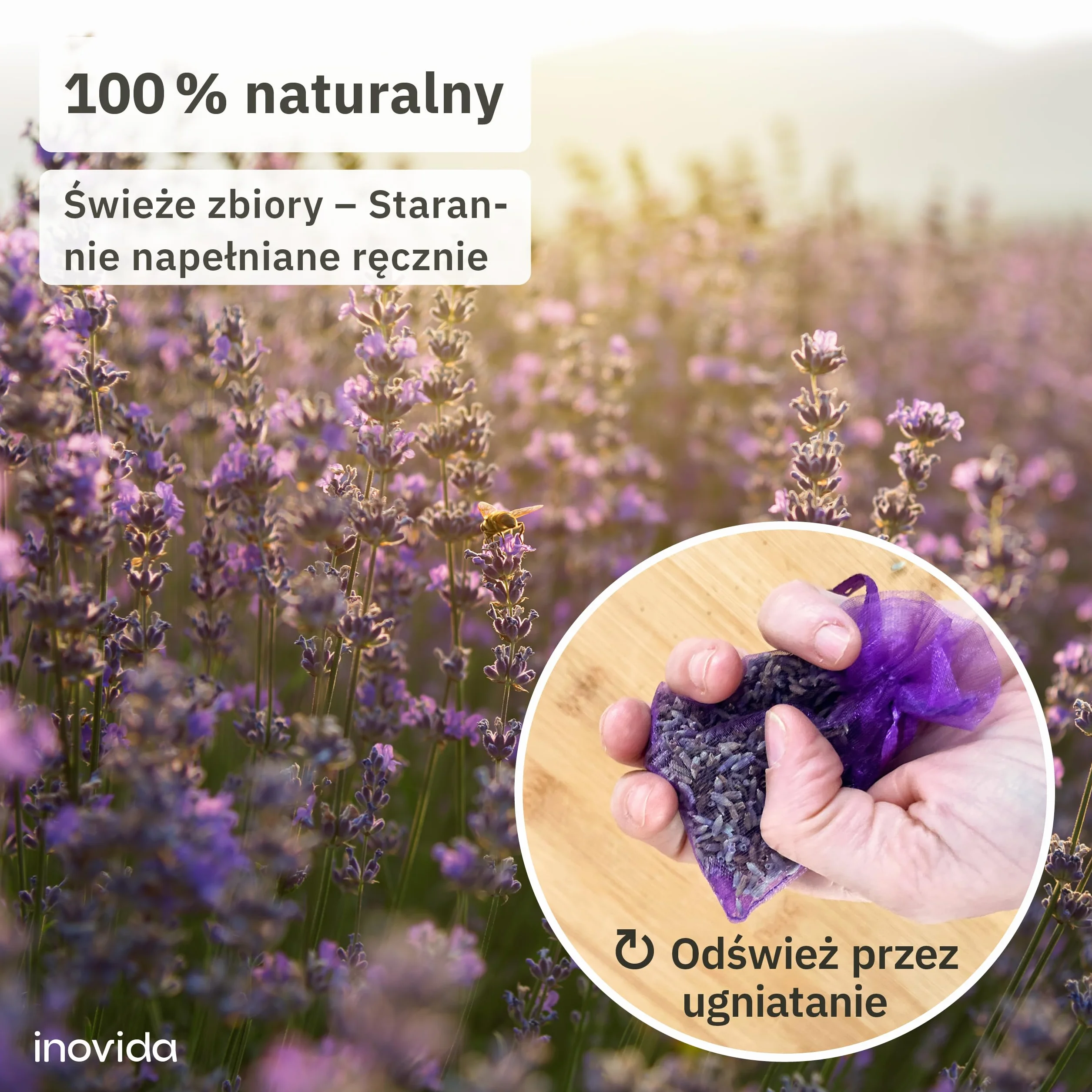 Lawendowe saszetki zapachowe szafa: 20 x 6 g saszetki zapachowe suszona lawenda - ochrona przed molami do szafy, zapach samochodu, zapach do pokoju - suszona lawenda - torba lawendowa Inovida