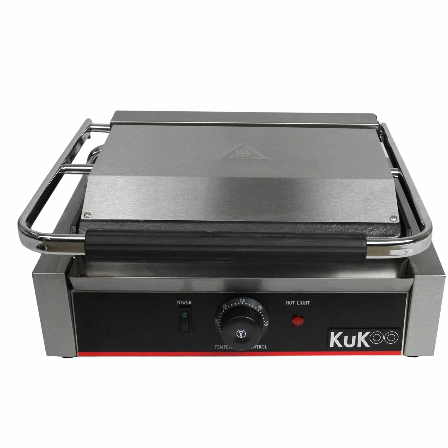 KuKoo grill kontaktowy (2200 W) - 2 płyty, temperatura 50-300°C, bezpłatna szczotka do czyszczenia + 2 tacki ociekowe, płyta grillowa Panini
