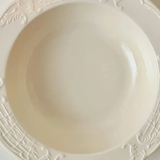 Talerz obiadowy kremowy kolor zastawa stołowa ceramiczny talerz do makaronu okrągła miska do makaronu domowy talerz na zupę restauracja kawiarnia talerz sałatkowy prosty talerz deserowy jednolity