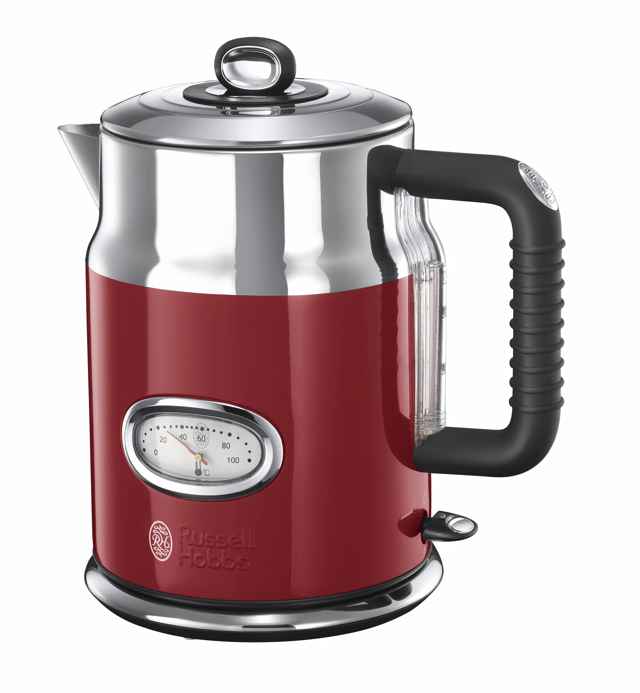 Russell Hobbs czajnik elektryczny, wymienny filtr antywapienny, markery szybkiego gotowania, kontroler strix, pojemność 1,7l, moc 2400W, retro, czerwony Retro 21670-70 [Klasa energetyczna A]